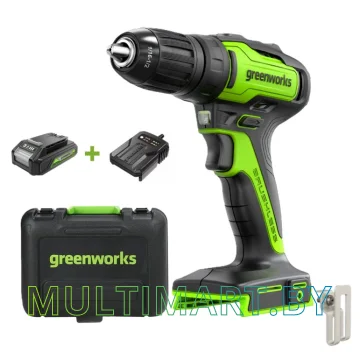 Дрель-шуруповерт Greenworks GD24DD35K2 3704007UA (с 1-им АКБ, кейс)